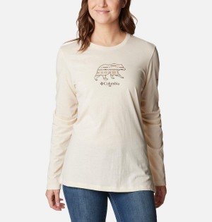 Columbia Hidden Haven Long Sleeve Women's T-Shirt White | XMETOP-482