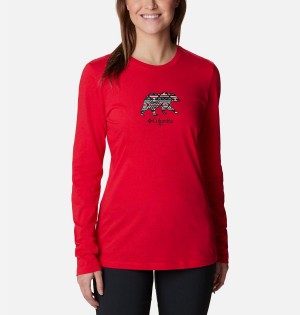 Columbia Hidden Haven Long Sleeve Women's T-Shirt Red | VTIYXL-306