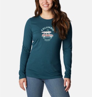 Columbia Hidden Haven Long Sleeve Women's T-Shirt Turquoise | UCSZKV-267