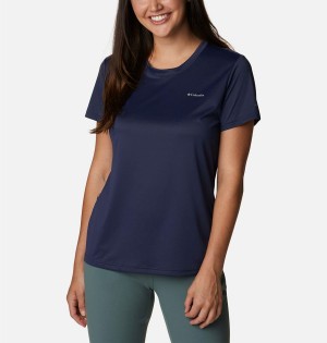 Columbia Hike Short Sleeve Crew Women's T-Shirt Navy | GNHIST-649