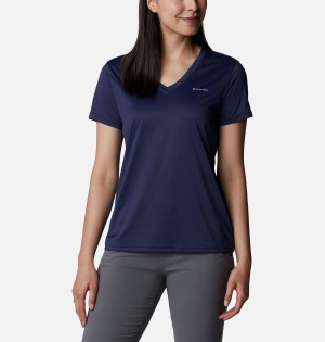 Columbia Hike Short Sleeve V-Neck Women's T-Shirt Navy | SGPJEN-720
