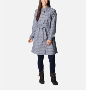 Columbia Holly Hideaway Flannel Women's Dress Navy | WKLQZJ-158