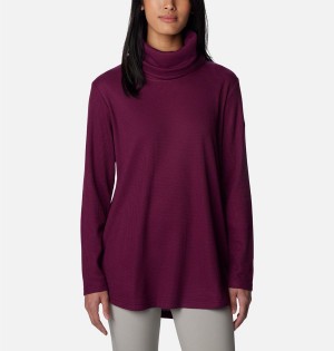 Columbia Holly Hideaway Waffle Cowl Neck Women's Pullover Coral | SORVKZ-049