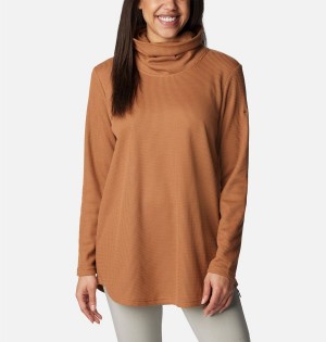 Columbia Holly Hideaway Waffle Cowl Neck Women's Pullover Brown | HURKVG-198