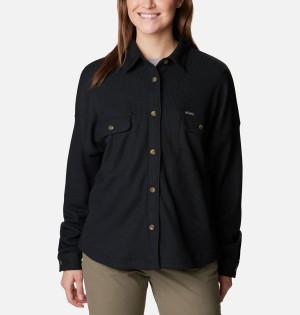 Columbia Holly Hideaway Waffle Jacket Women's Shirt Black | XYQGFP-273
