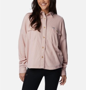 Columbia Holly Hideaway Waffle Jacket Women's Shirt Pink | NVCXZT-156