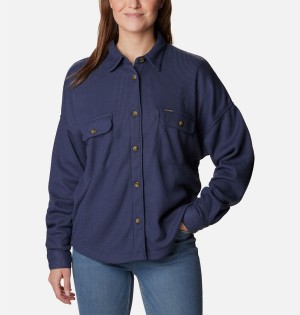 Columbia Holly Hideaway Waffle Jacket Women's Shirt Navy | LNPBDQ-320
