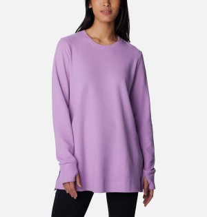 Columbia Holly Hideaway Waffle Tunic Women's Pullover Purple | NSDOVE-106