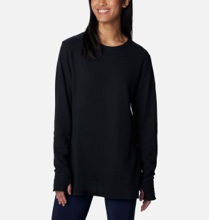 Columbia Holly Hideaway Waffle Tunic Women's Pullover Black | GYCQXK-540