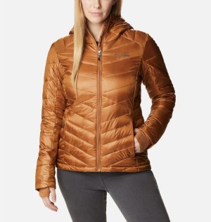 Columbia Joy Peak Insulated Hooded Women's Puffer Jacket Brown | OZMQDE-469
