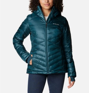 Columbia Joy Peak Insulated Hooded Women's Puffer Jacket Turquoise | YLAXMG-290
