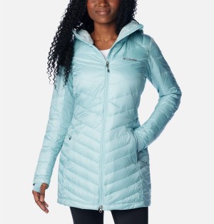 Columbia Joy Peak Mid Insulated Hooded Women's Puffer Jacket Turquoise | KTCMVW-210