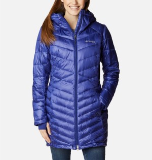 Columbia Joy Peak Mid Insulated Hooded Women's Puffer Jacket Blue | CIENZM-817
