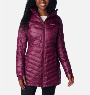 Columbia Joy Peak Mid Insulated Hooded Women's Puffer Jacket Purple | IGMKTD-876