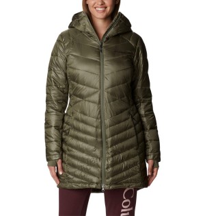 Columbia Joy Peak Mid Insulated Hooded Women's Puffer Jacket Green | ZXVBIS-379