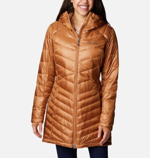 Columbia Joy Peak Mid Insulated Hooded Women's Puffer Jacket Brown | TWRCEH-490