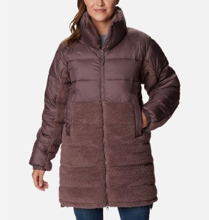 Columbia Leadbetter Point Long Women's Puffer Jacket Brown | SNDOPQ-753