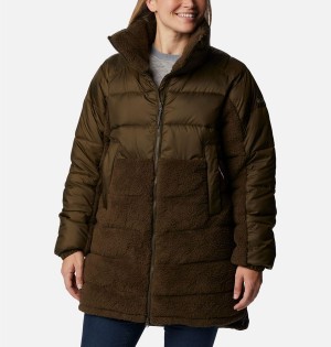 Columbia Leadbetter Point Long Women's Puffer Jacket Olive | FEPDYA-207