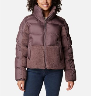 Columbia Leadbetter Point Sherpa Hybrid Women's Puffer Jacket Brown | AVYXGK-326