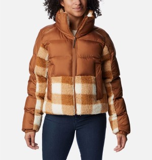 Columbia Leadbetter Point Sherpa Hybrid Women's Puffer Jacket Brown | FNVXGD-493