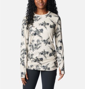 Columbia Leslie Falls Long Sleeve Women's T-Shirt Beige | AERUQV-345