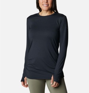 Columbia Leslie Falls Long Sleeve Women's T-Shirt Black | WOQFSM-918