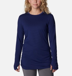 Columbia Leslie Falls Long Sleeve Women's T-Shirt Blue | YRXKNV-652