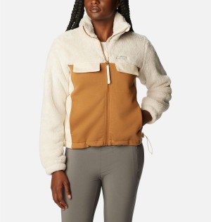Columbia Lodge Hybrid Sherpa Full Zip Women's Fleece Jacket Brown | LYUJSZ-784