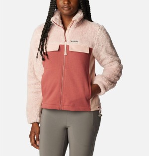 Columbia Lodge Hybrid Sherpa Full Zip Women's Fleece Jacket Pink | HACVKS-764