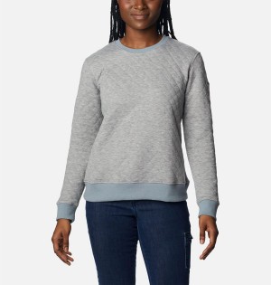 Columbia Lodge Quilted Crew Sweatshirt Women's Pullover Grey | DSNYEH-129
