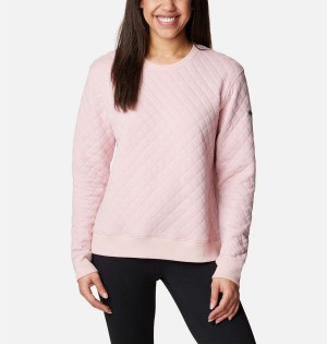 Columbia Lodge Quilted Crew Sweatshirt Women's Pullover Pink | AVGBIF-706