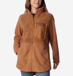 Columbia Lodge Sherpa Full Zip Women's Fleece Jacket Brown | QZYMVC-038