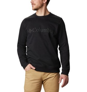 Columbia Logo Fleece Crew Men's Pullover Black | JFZQDI-702