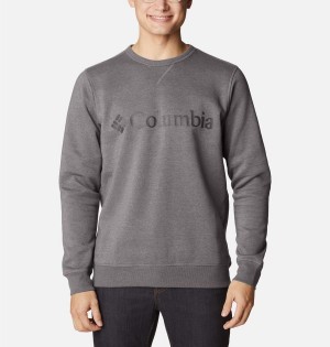 Columbia Logo Fleece Crew Men's Pullover Grey | RUNDWG-360