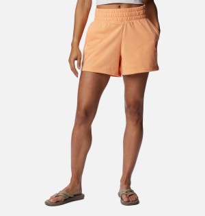 Columbia Logo III French Terry Women's Shorts Orange | BZHPCT-271