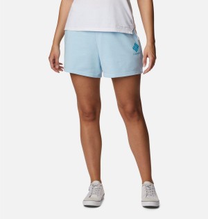 Columbia Logo III French Terry Women's Shorts Blue | PCSTKZ-634