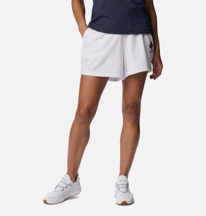 Columbia Logo III French Terry Women's Shorts White | RBLOHK-237