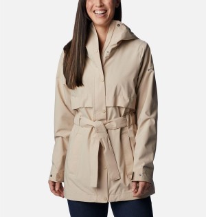 Columbia Long Valley Trench II Women's Rain Jacket Khaki | UFHRMD-368