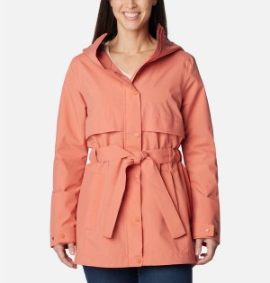 Columbia Long Valley Trench II Women's Rain Jacket Coral | UDHEPB-012