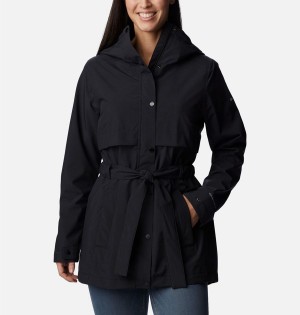 Columbia Long Valley Trench II Women's Rain Jacket Black | MZTFJV-789