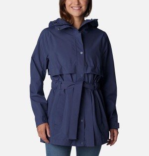 Columbia Long Valley Trench II Women's Rain Jacket Navy | XRCVNG-581
