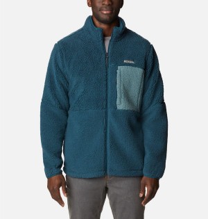 Columbia Mountainside Heavyweight Sherpa Men's Fleece Jacket Turquoise | ONHZSB-089