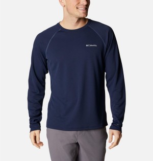 Columbia Narrows Pointe Long Sleeve Men's T-Shirt Navy | TZUBPH-205
