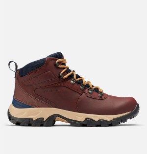 Columbia Newton Ridge Plus II Waterproof Boot Men's Hiking Shoes Burgundy | MFEKJR-495