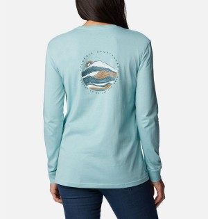 Columbia North Cascades Back Graphic Long Sleeve Women's T-Shirt Turquoise | AMYSBR-905