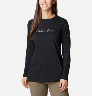 Columbia North Cascades Long Sleeve Women's T-Shirt Black | FEYMXD-483