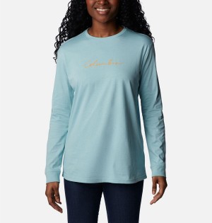 Columbia North Cascades Long Sleeve Women's T-Shirt Turquoise | VEXPKI-894