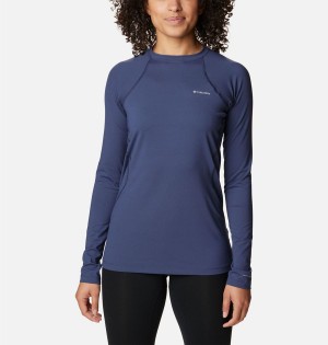 Columbia Omni Heat Midweight Baselayer Crew Women's T-Shirt Navy | UTPVJM-106