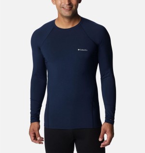 Columbia Omni Heat Midweight Baselayer Crew Men's T-Shirt Navy | XGHDUP-726