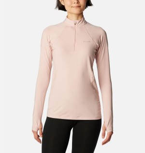 Columbia Omni Heat Midweight Baselayer Half Zip Women's T-Shirt Pink | YJRMBA-659
